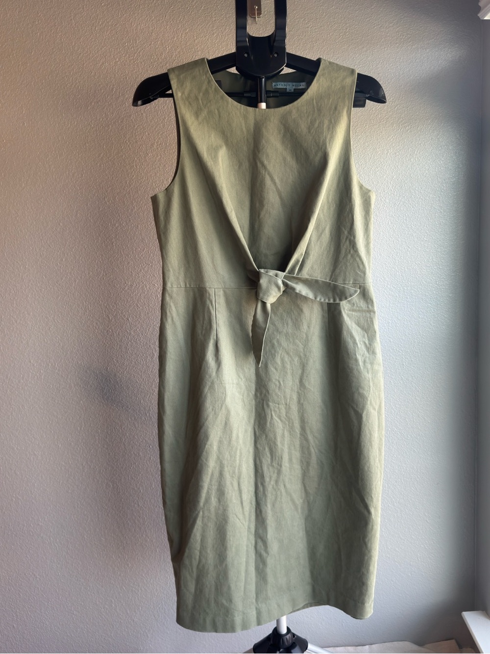 Antonio Melani Sleeveless Olive Tie-Waist Sheath Dress